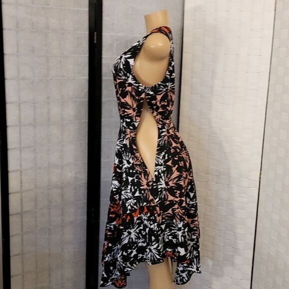 BRAND NEW METAPHOR HANDKERCHIEF FIT-AND-FLARE V-NECK SLEEVELESS FLORAL DRESS - Picture 7 of 15